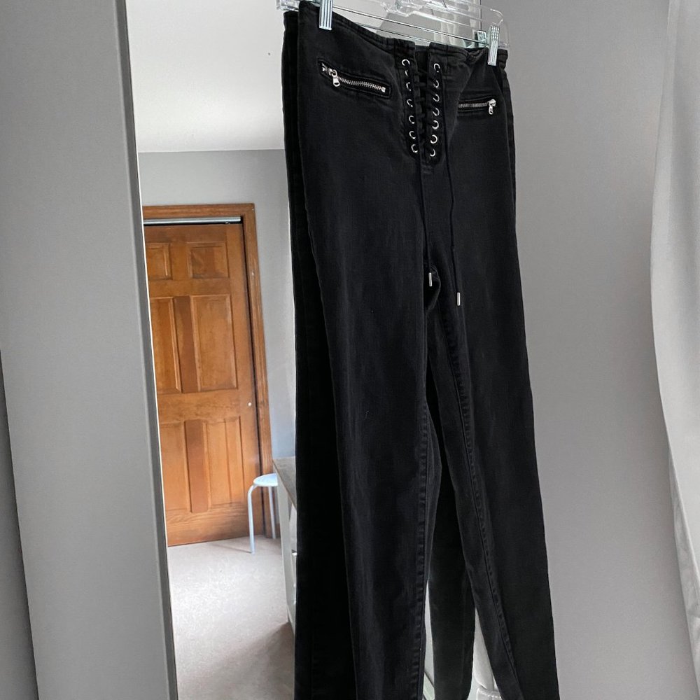 Lace Up Black Jegging Jeans